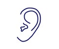 Human ear on a white background. Sketch. Vector illustration. Royalty Free Stock Photo